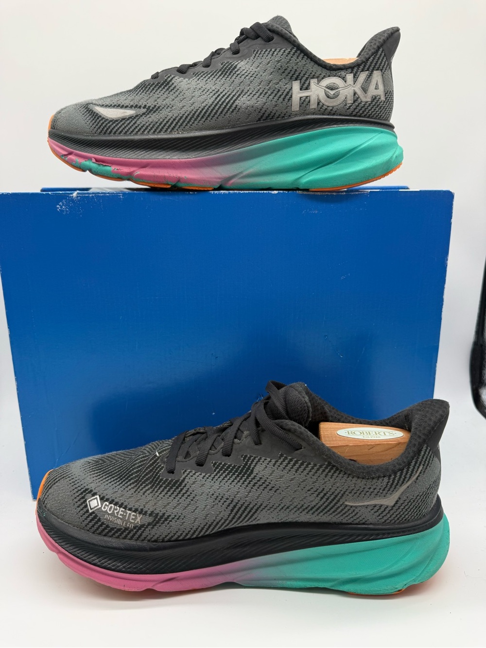 Hoka Clifton 9 ‘Black Electric Aqua’ Women’s Running Shoes Size US 9 1141490FBCQ